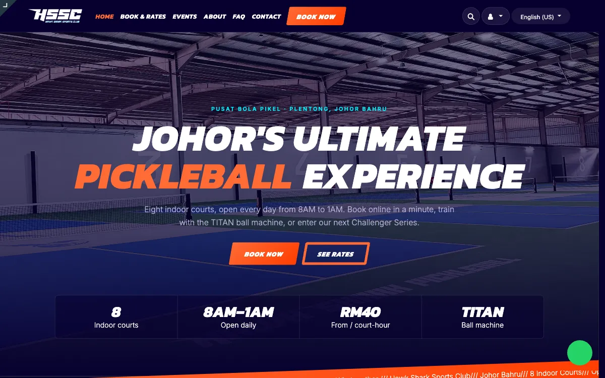 Hawk Shark Sports Club website homepage